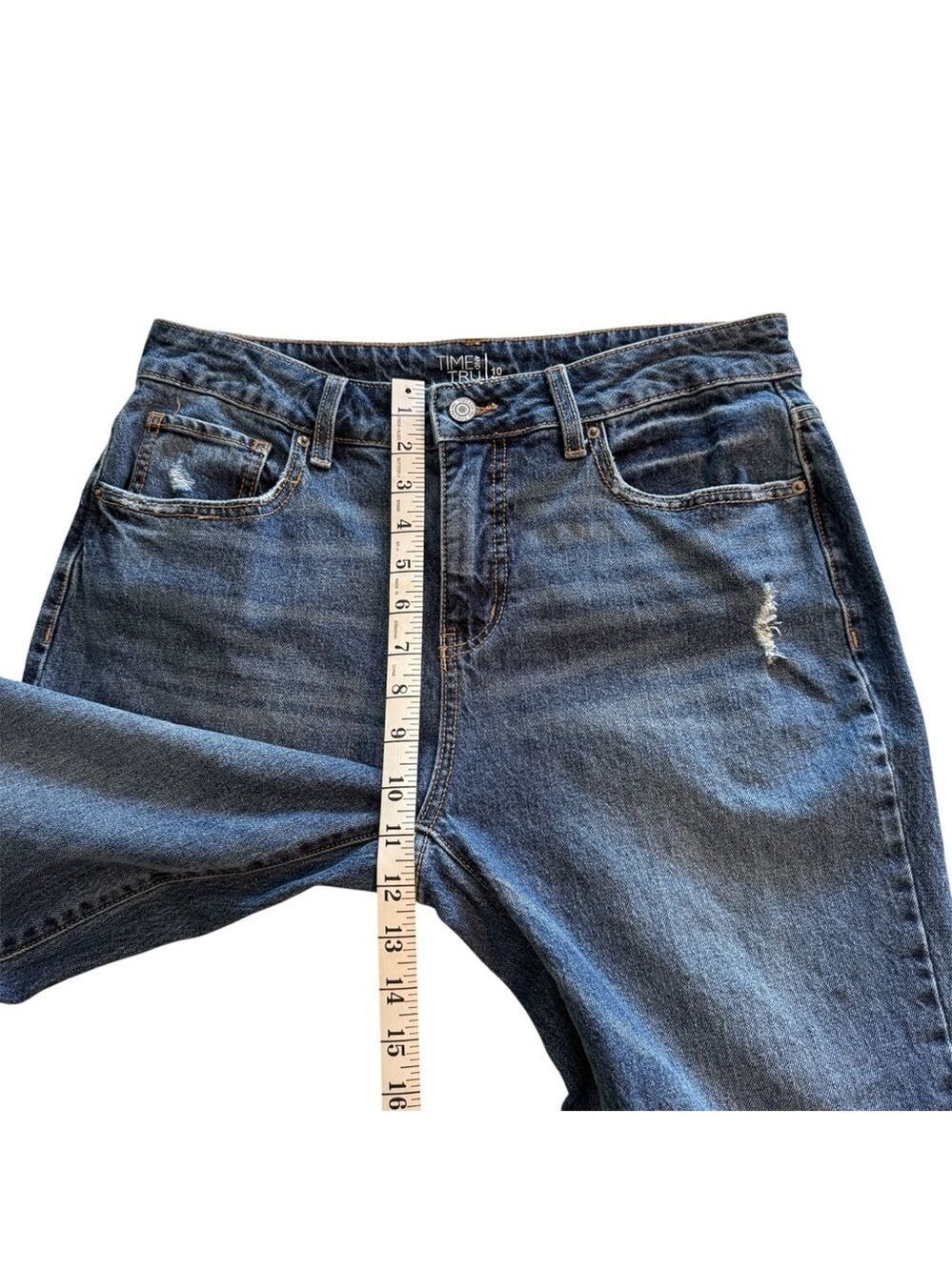 Time and Tru Women's Boyfriend Jeans with Sharkbite Hem Mid-Rise Size 10 - Picture 9 of 11